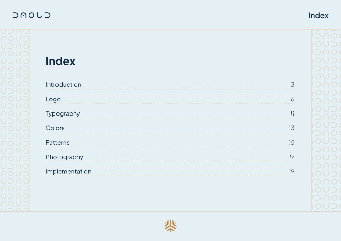 DAOUD brand guideline, page 2: Index