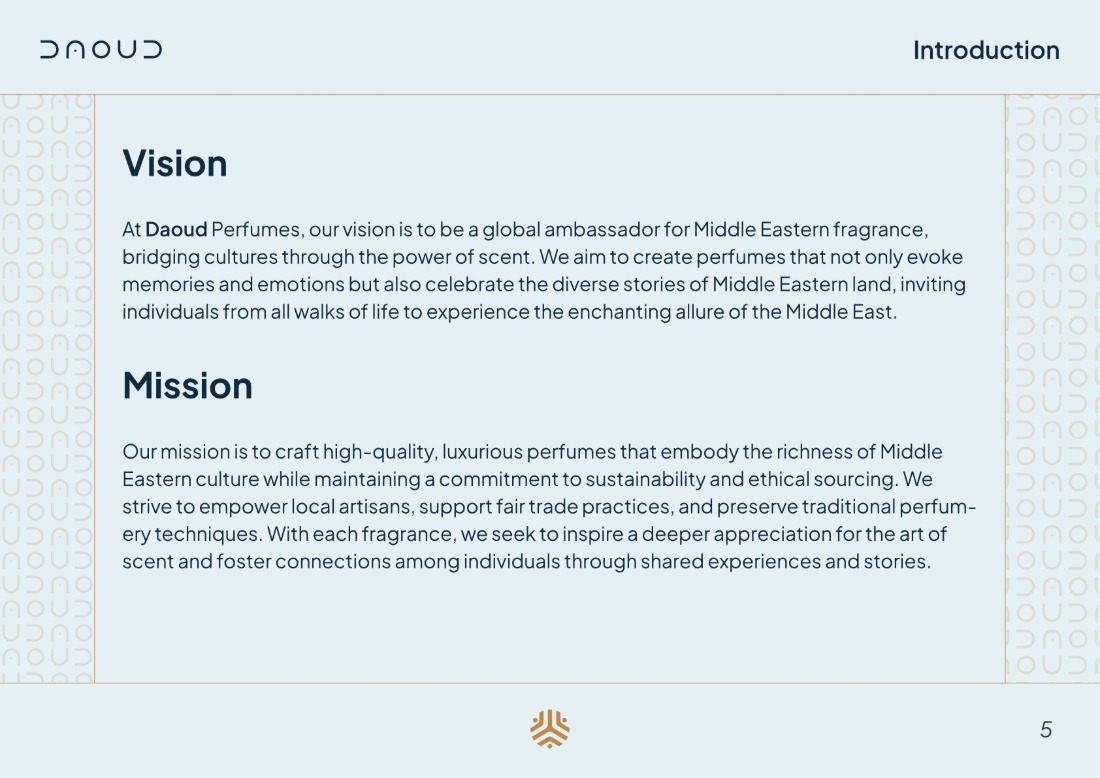 DAOUD brand guideline, page 5: Vision and mission